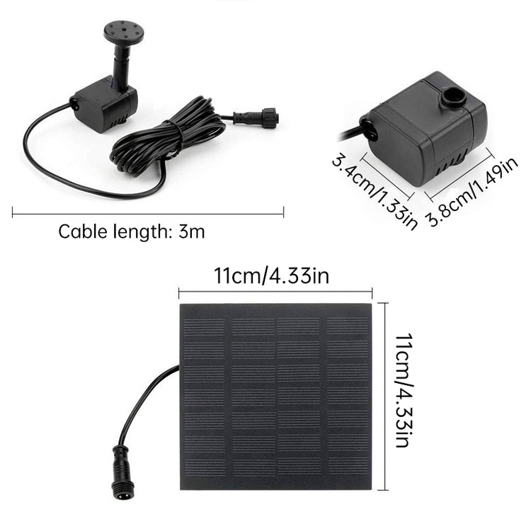 Solar-Powered Mini Fountain Pump – 200L/H Brushless Pump with 4 Spray Nozzles for Garden, Pond & Fish Tank