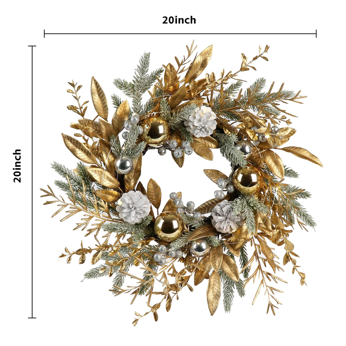 Lighted Christmas Wreath – 20 Inch, 8 Lighting Modes