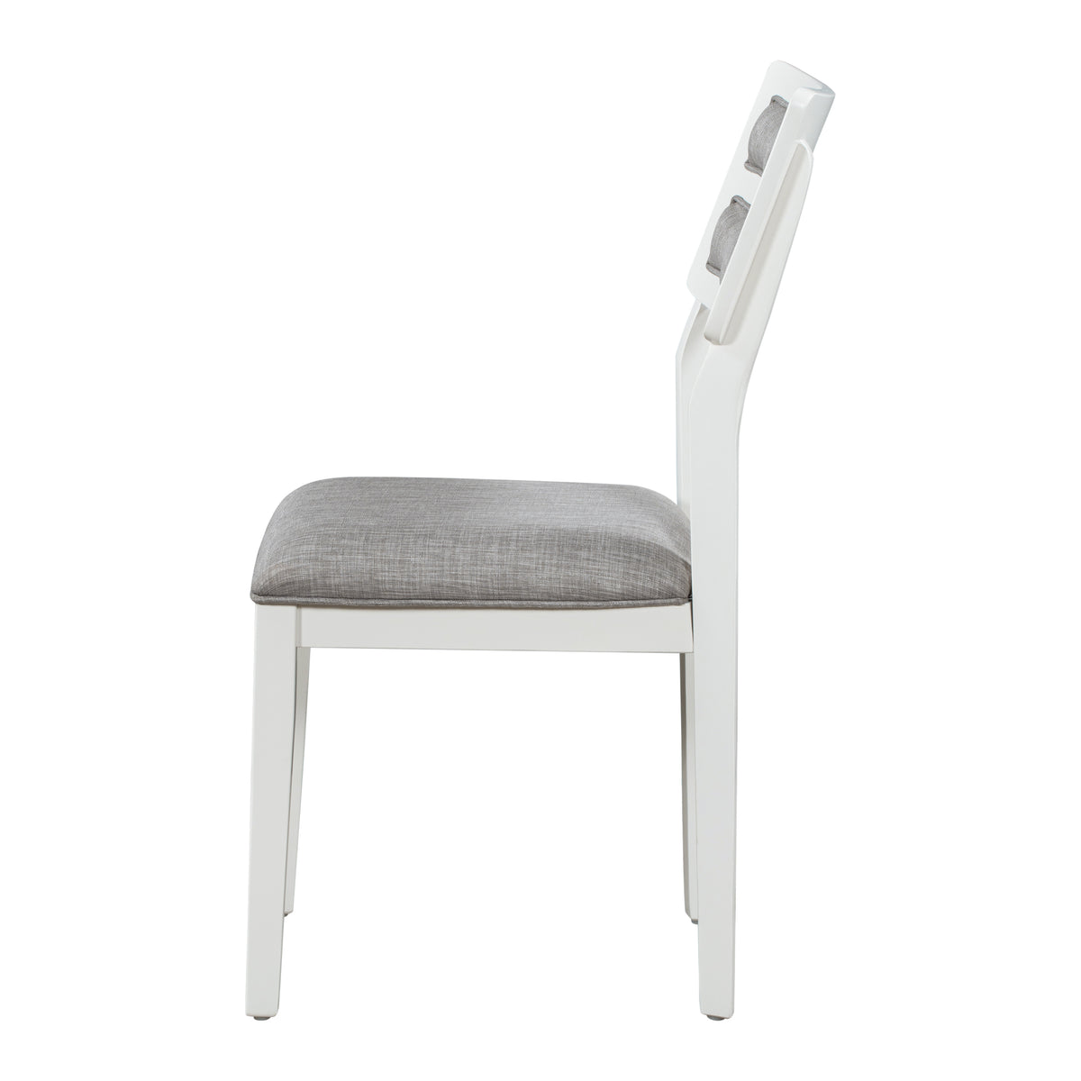 TREXM 6-Piece Dining Set with Table, 4 Chairs & Bench, White & Gray