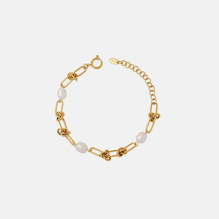Freshwater Pearl & Titanium Steel Bracelet – 20 cm + 5 cm Extension