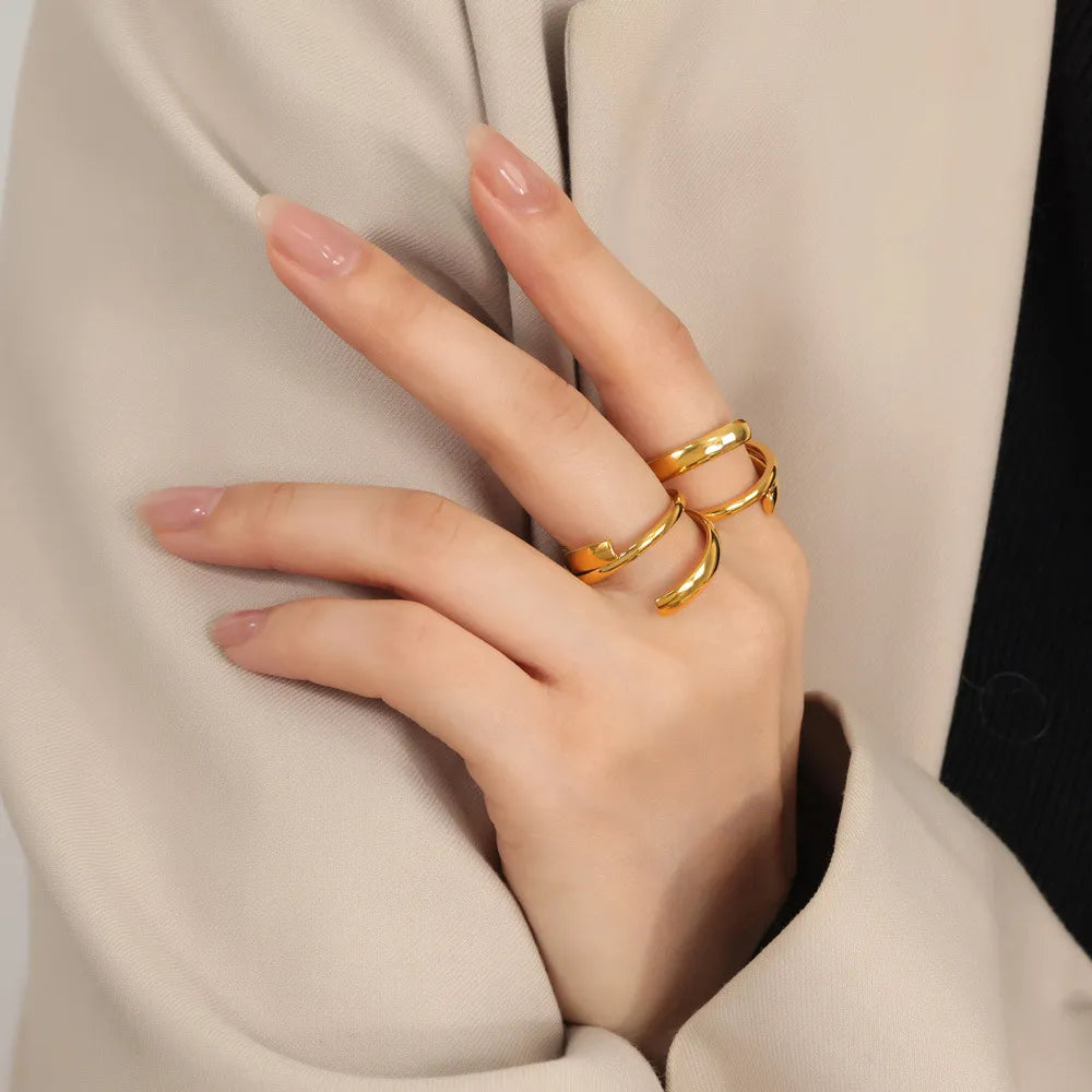 Layered Wrap Titanium Steel Ring – Gold or Silver Tone