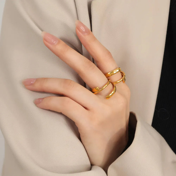 Layered Wrap Titanium Steel Ring – Gold or Silver Tone