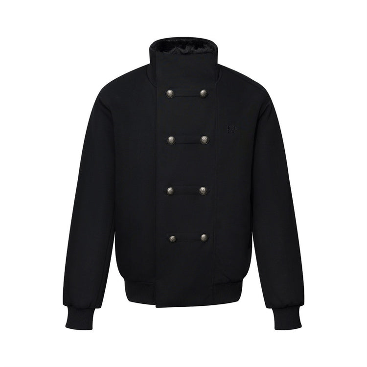 High Street Fleece Lined Double Breasted Stand Collar Loose Fit Men's Jacket