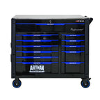 ARTMAN 12-Drawer Rolling Tool Cabinet with Iron Top, Black & Blue