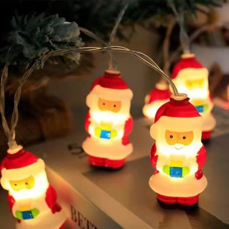 Christmas decoration, colorful lights, flashing lights, string lights, elderly people, snowmen, LED light string, evening scene, Christmas tree arrangement