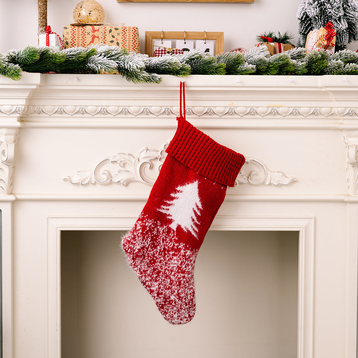 Patterned Fabric Christmas Stocking – 41 cm