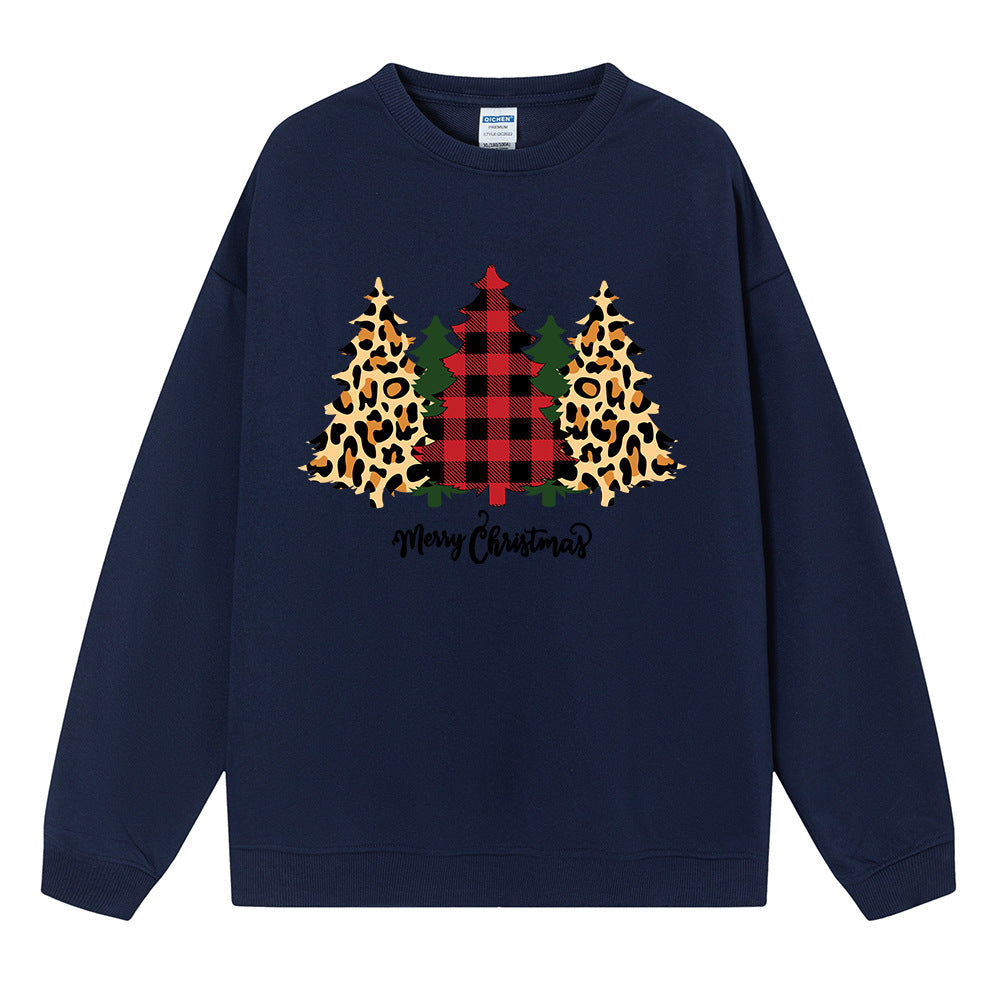 Christmas Tree Print Long-Sleeve Pullover Top