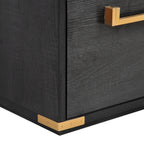 70 inch classic and traditional executive desk with metal trim, writing desk with 2 file drawers, USB ports, and sockets, black