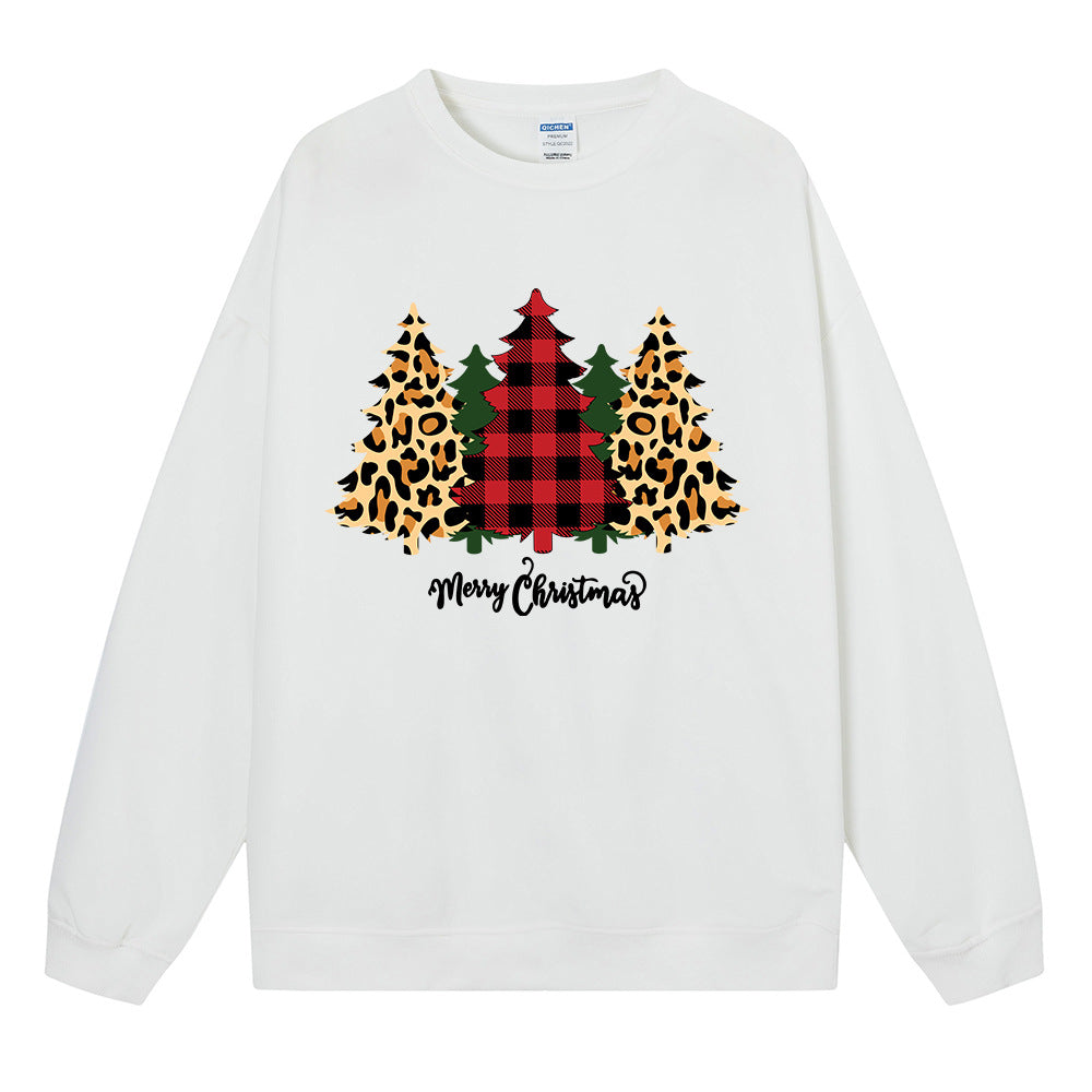 Christmas Tree Print Long-Sleeve Pullover Top