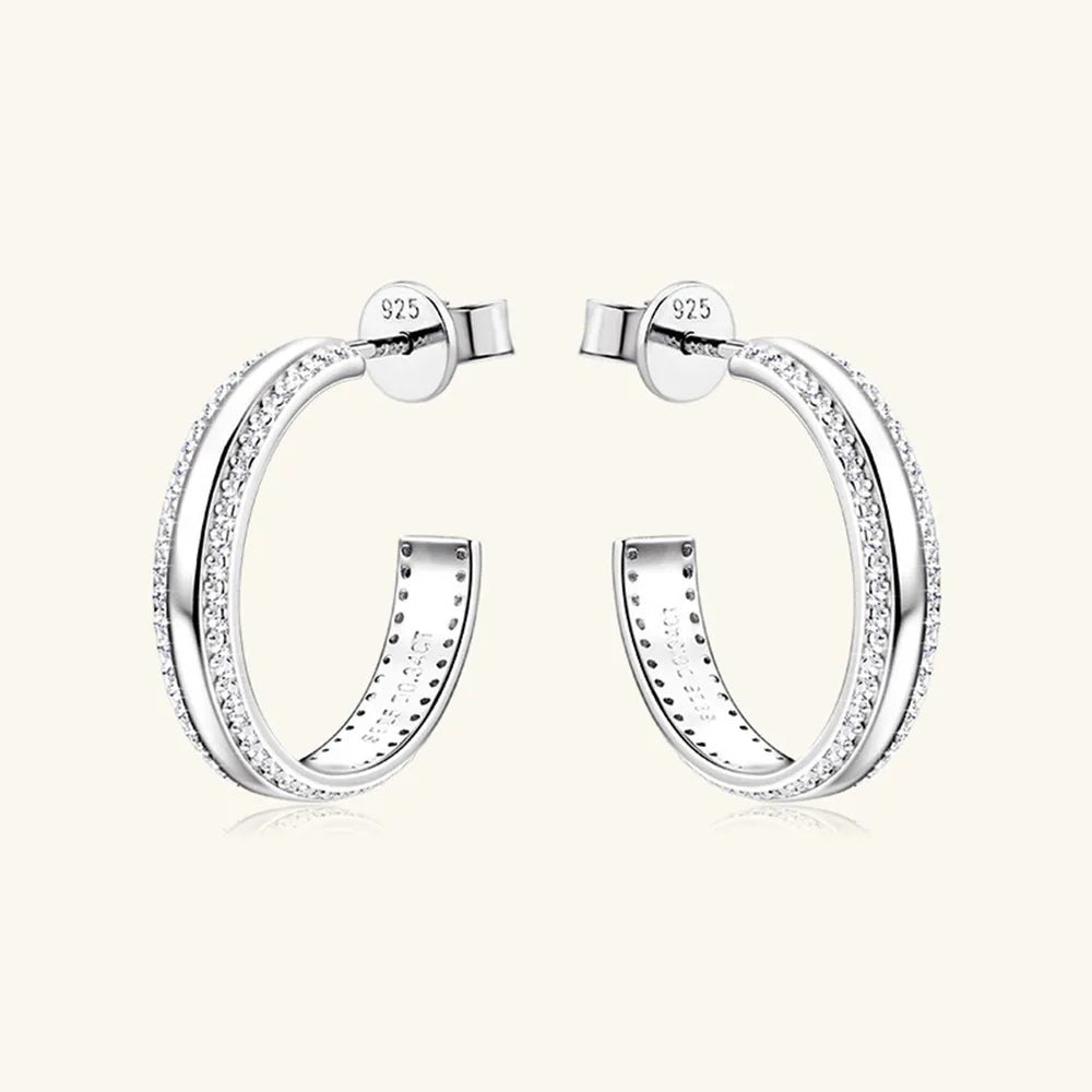 Moissanite Sterling Silver C-Hoop Earrings – 20 mm