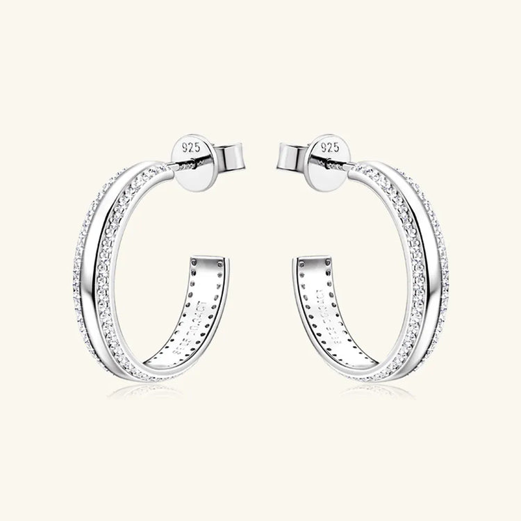 Moissanite Sterling Silver C-Hoop Earrings – 20 mm