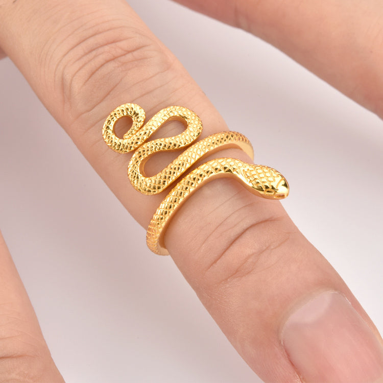 Adjustable Snake-Inspired Open Ring in 925 Sterling Silver