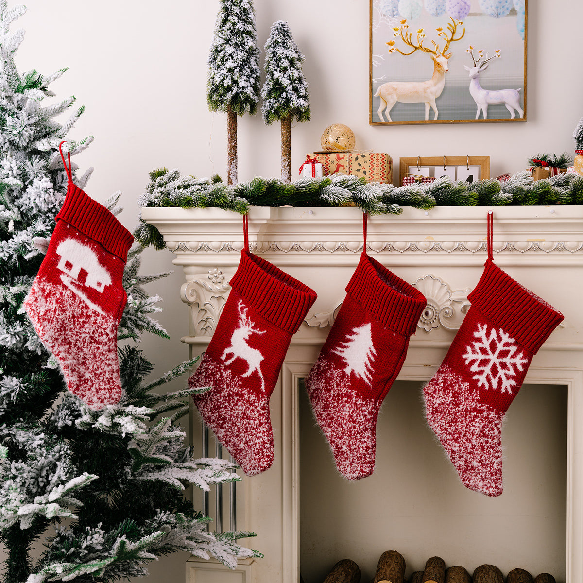 Patterned Fabric Christmas Stocking – 41 cm