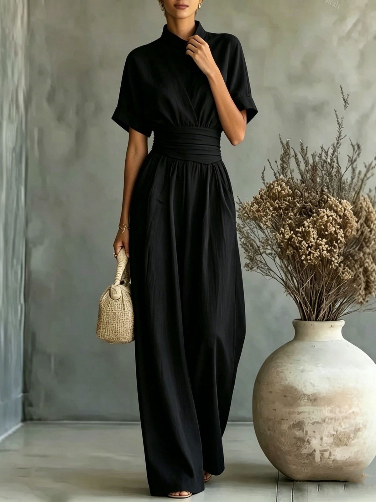 Unisex High-Neck Wide-Leg Jumpsuit