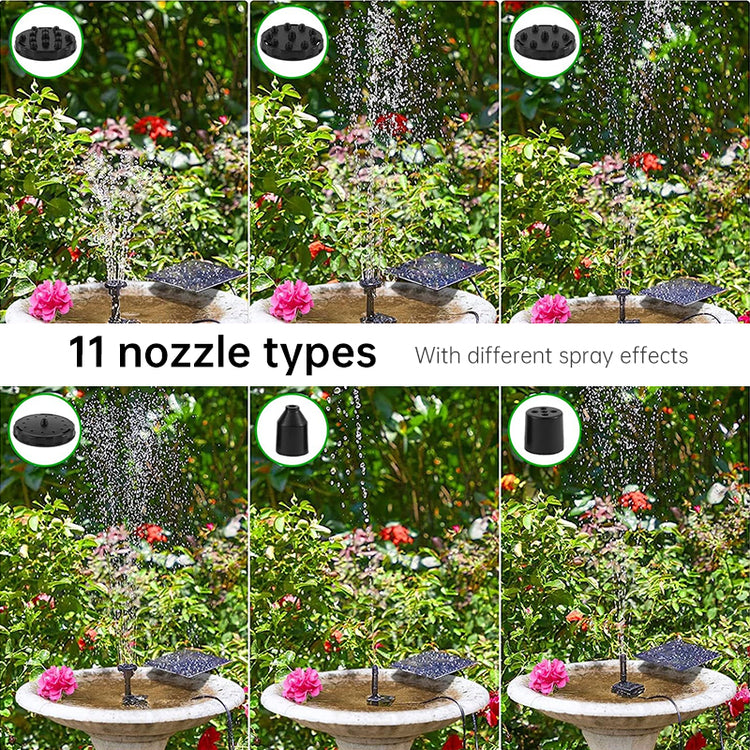 Solar-Powered Mini Fountain Pump – 200L/H Brushless Pump with 4 Spray Nozzles for Garden, Pond & Fish Tank