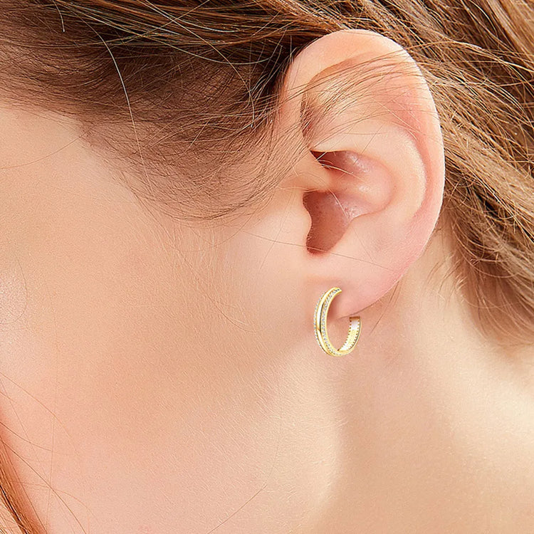 Moissanite Sterling Silver C-Hoop Earrings – 20 mm
