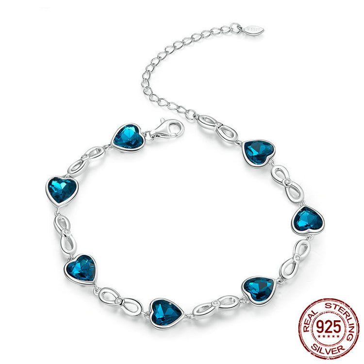Platinum-Plated 925 Silver Rhinestone Bracelet