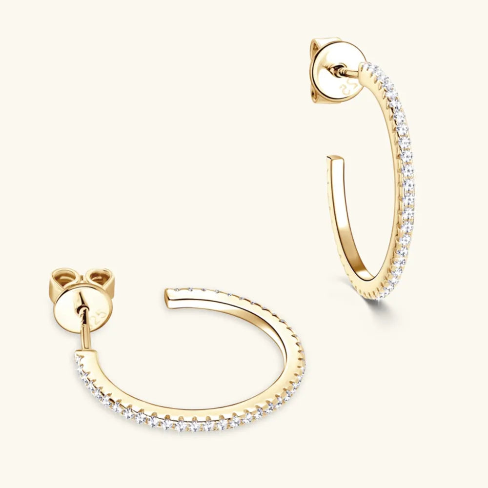 Moissanite Sterling Silver C-Hoop Earring – 19.3 mm, Single