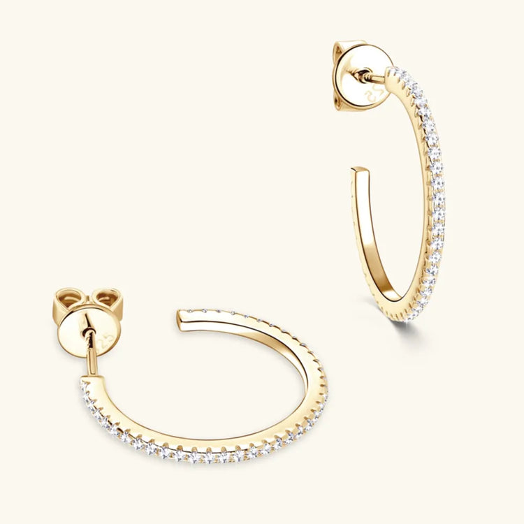 Moissanite Sterling Silver C-Hoop Earring – 19.3 mm, Single