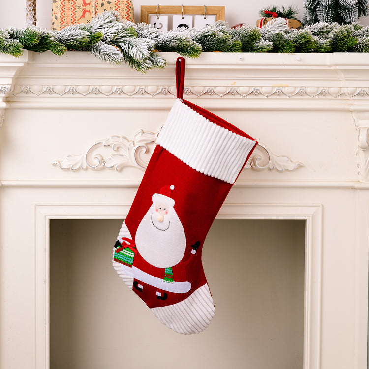 Cartoon Reindeer & Santa Christmas Stocking – 48 cm