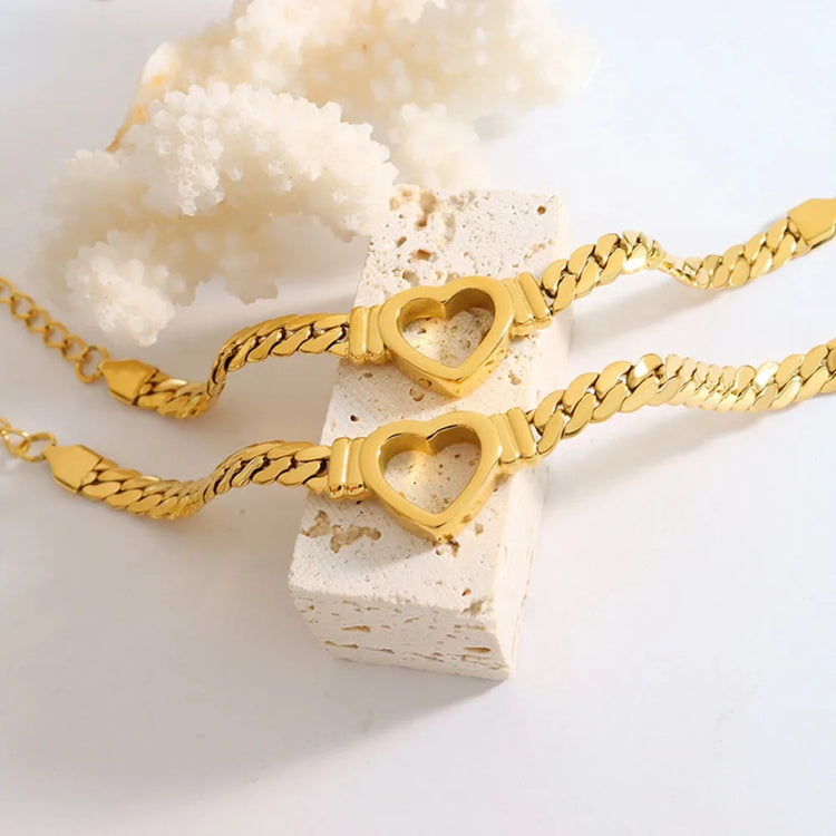 Cutout Heart Titanium Steel Bracelet – Gold or Silver Tone