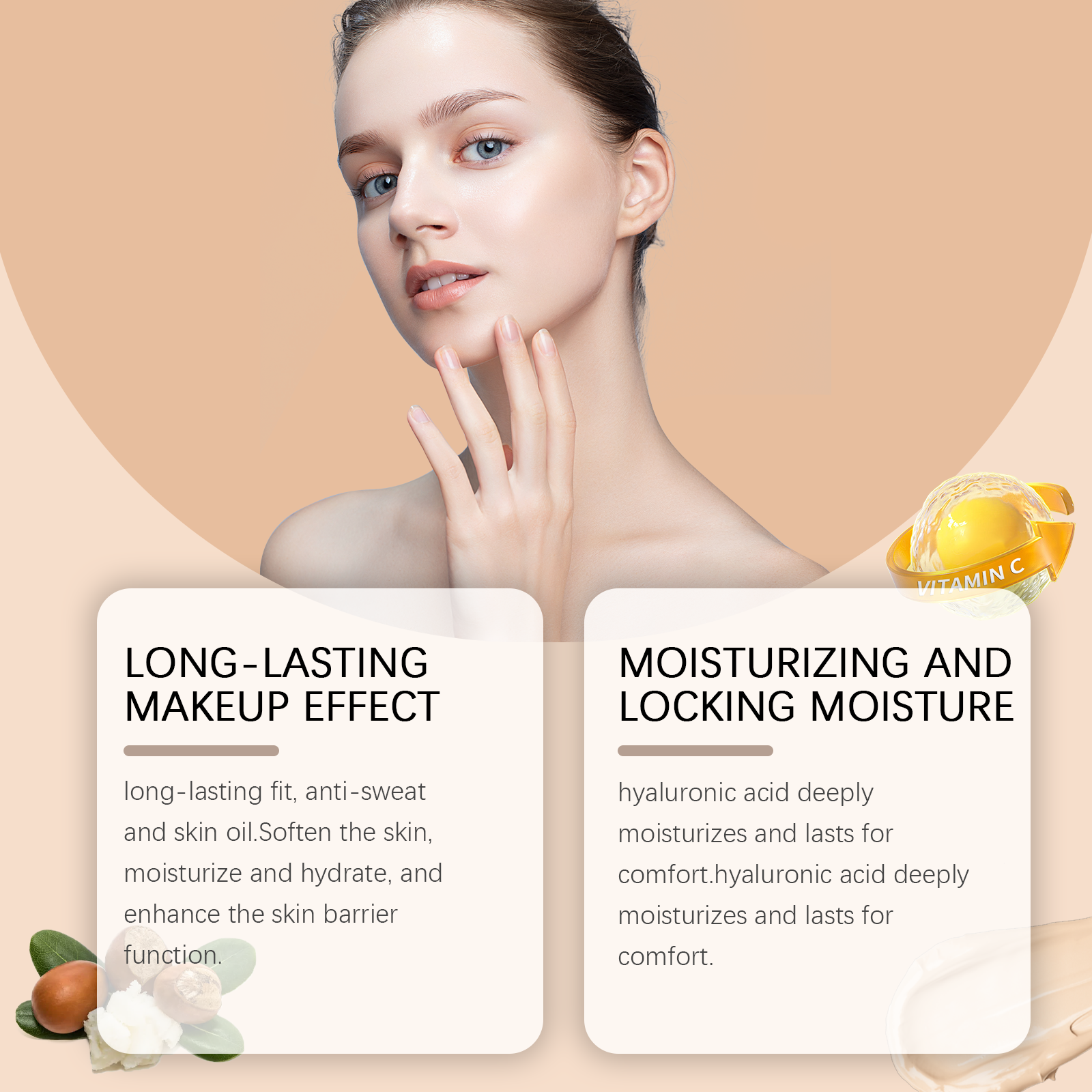 West&Month Moisturizing Liquid Foundation, Long-Lasting Long-Lasting Moisturizing Light Skin Care Liquid Foundation