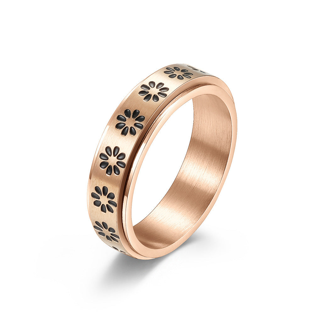 Sunflower Titanium Steel Ring – Four Color Combinations