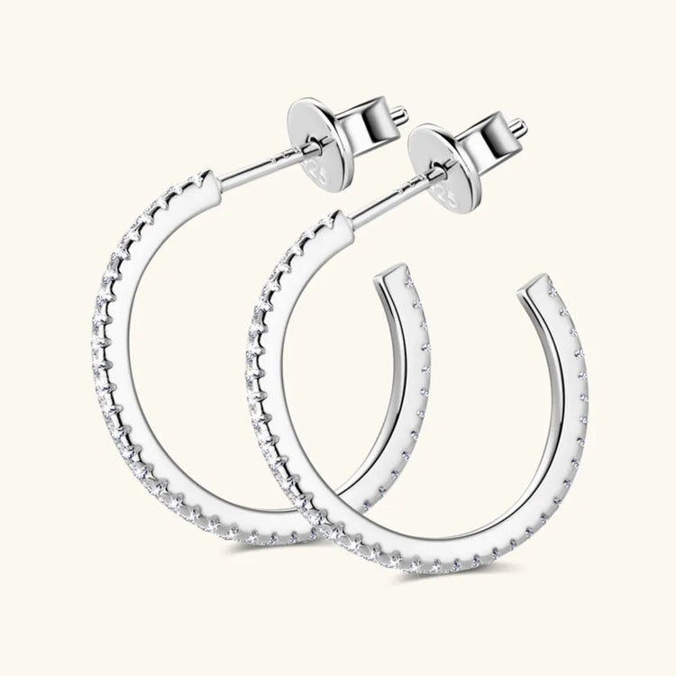 Moissanite Sterling Silver C-Hoop Earring – 19.3 mm, Single