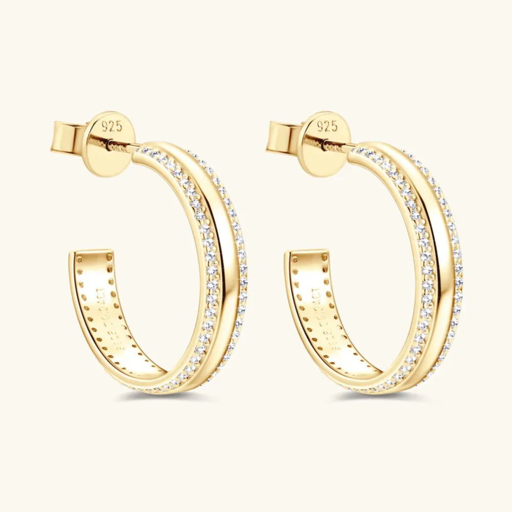Moissanite Sterling Silver C-Hoop Earrings – 20 mm
