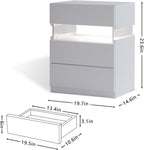 White 3-Drawer LED Bedside Table with Acrylic Panel