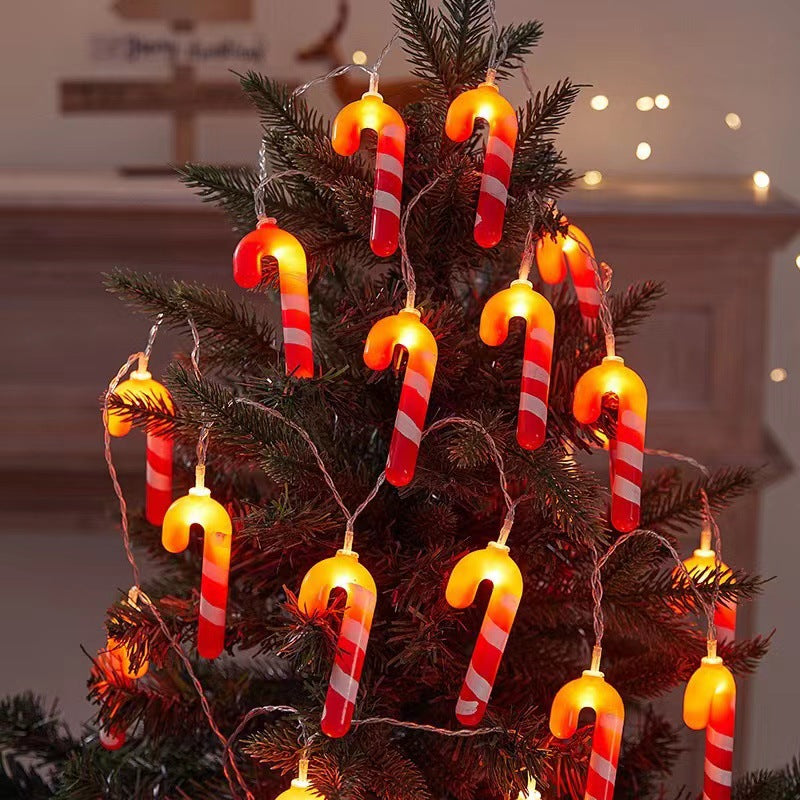 Christmas decoration, colorful lights, flashing lights, string lights, elderly people, snowmen, LED light string, evening scene, Christmas tree arrangement