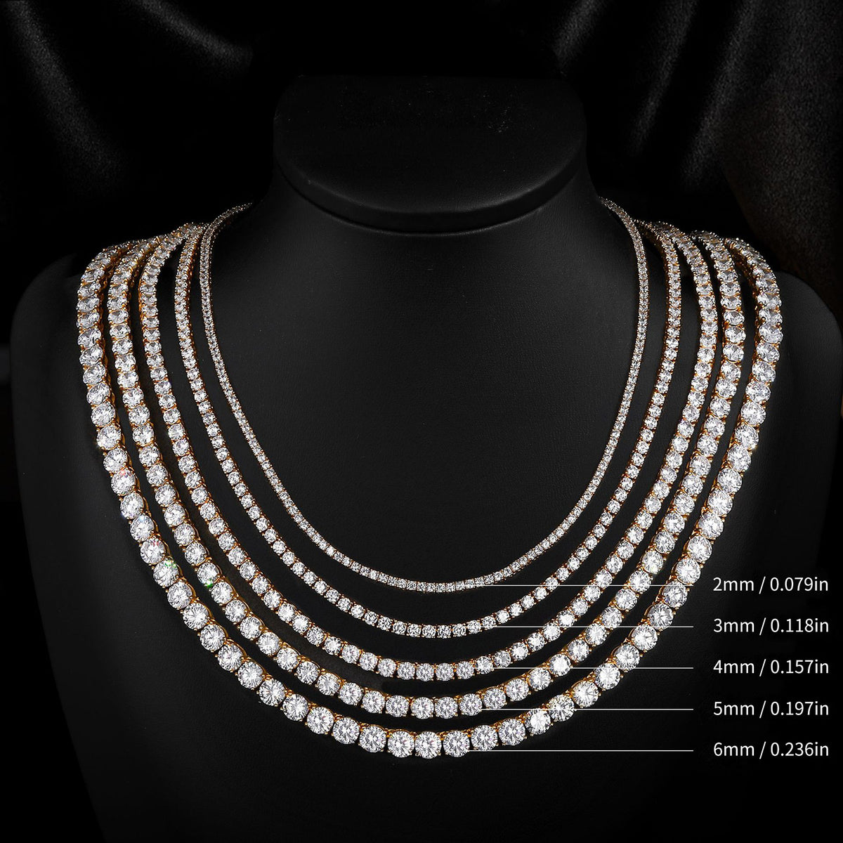 Zirconia Copper Necklace – 4 mm, White Gold Color