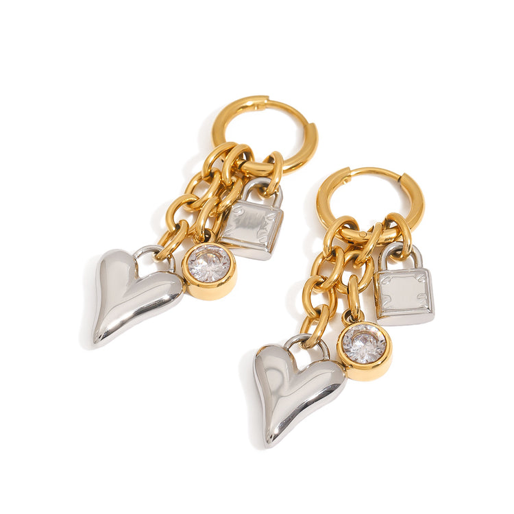 Heart-Shaped Stainless Steel Earrings – Gold Tone
