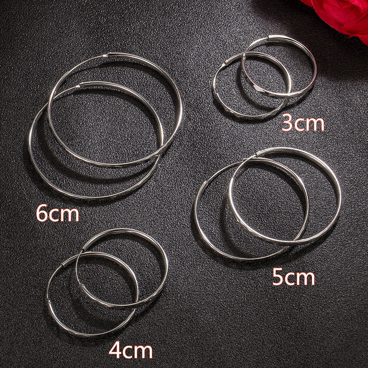 Fashion Silver Earrings  Rhombus Cut-out Hoop Exaggerated Oversized Hoop Ring New Style Earrings for Women
