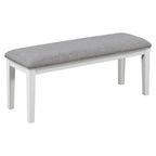 TREXM 6-Piece Dining Set with Table, 4 Chairs & Bench, White & Gray