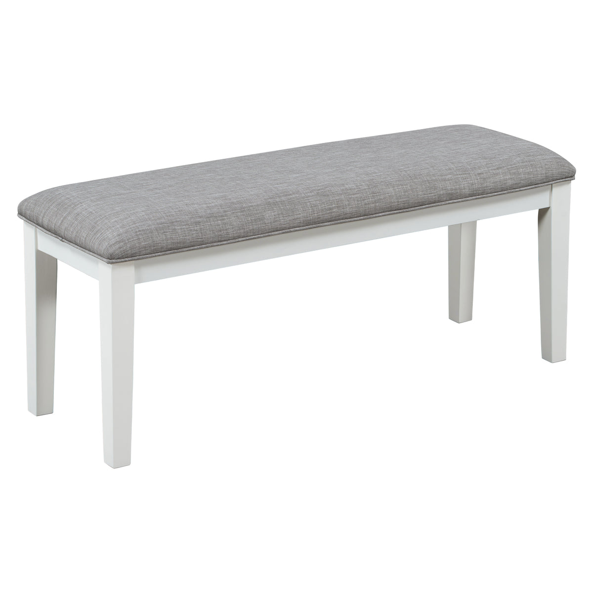 TREXM 6-Piece Dining Set with Table, 4 Chairs & Bench, White & Gray
