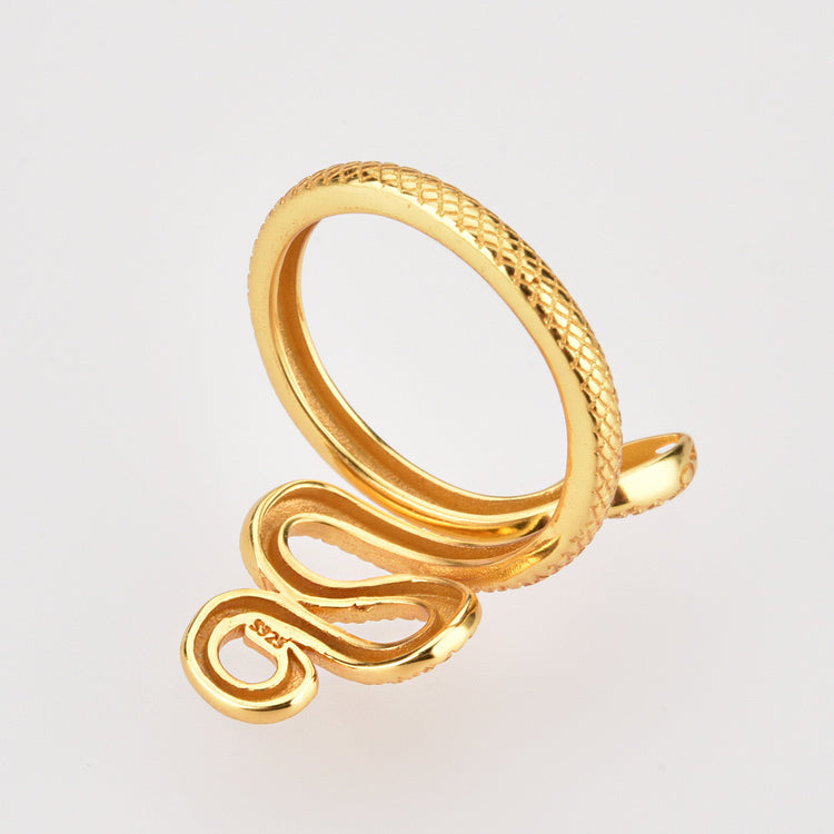 Adjustable Snake-Inspired Open Ring in 925 Sterling Silver