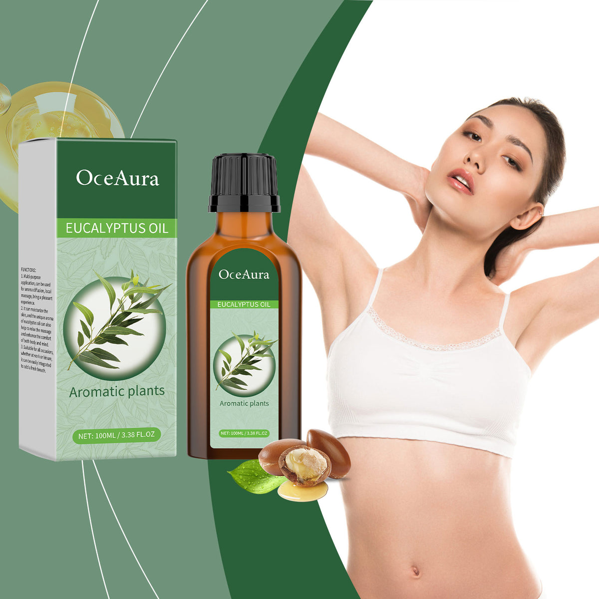 OceAura Eucalyptus Body Essential Oil Gently Moisturizes And Moisturizes With A Refreshing Aroma Soothing And Relaxing Topical Massage