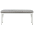 TREXM 6-Piece Dining Set with Table, 4 Chairs & Bench, White & Gray