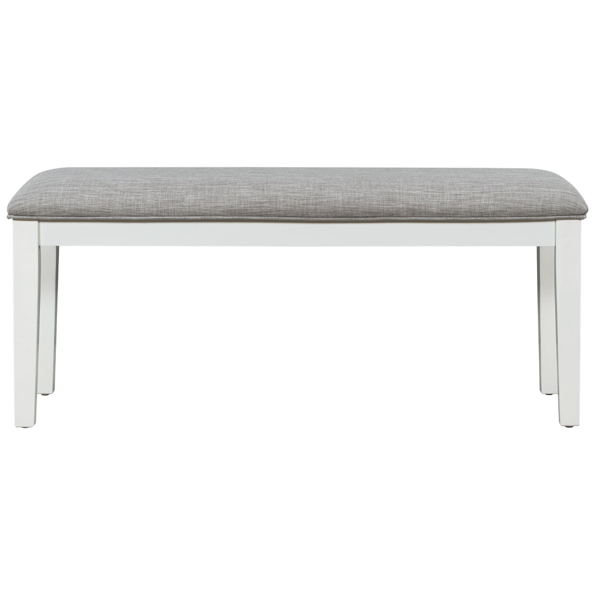 TREXM 6-Piece Dining Set with Table, 4 Chairs & Bench, White & Gray