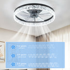 19.7-Inch Black Ceiling Fan with Dimmable LED Light & Remote
