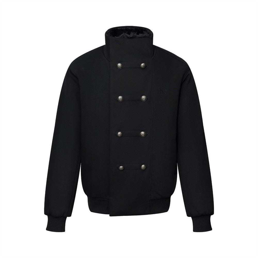 High Street Fleece Lined Double Breasted Stand Collar Loose Fit Men's Jacket