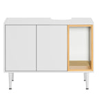 Bathroom sink cabinet, with cat trash can shell, hidden garbage pet bathroom, with partition, wooden cabinet furniture, white
