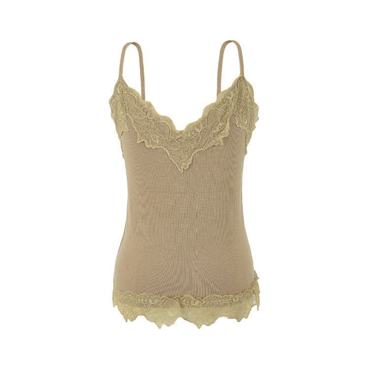 Reversible Wool Blend Camisole with Scalloped Lace Trim  Soft Spring Innerwear Top