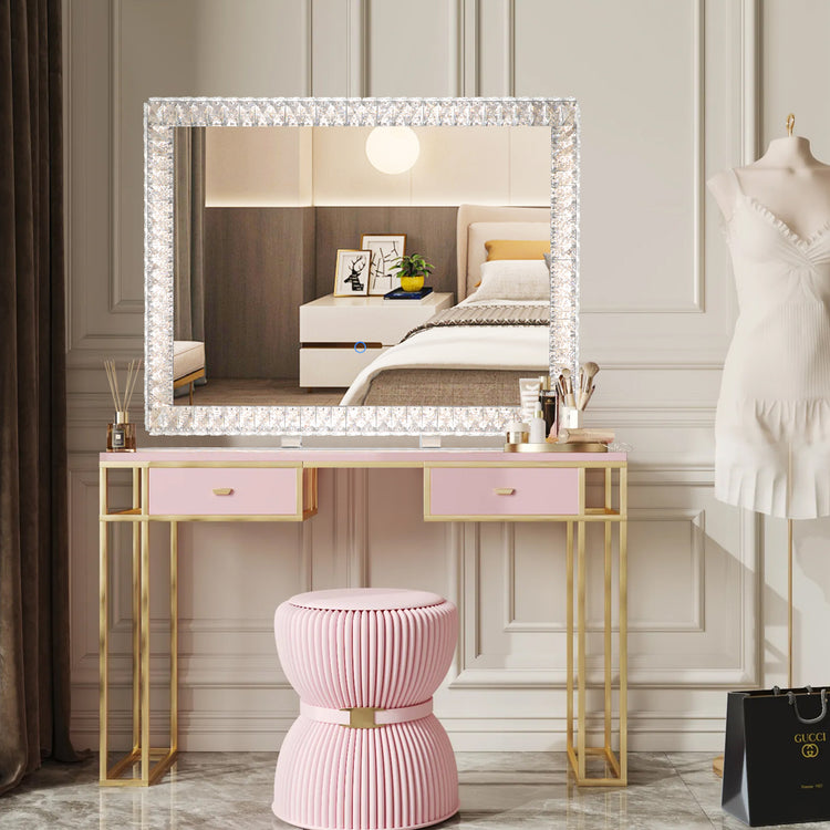 Crystal LED Makeup Mirror with Dimmable Lighting