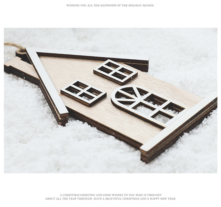 Nordic Wooden House Christmas Hanging Ornament