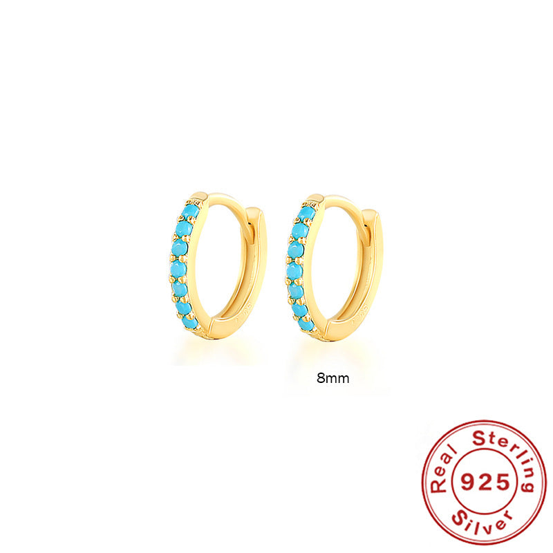 Round Stud Earrings in 925 Sterling Silver – Multiple Colors & Sizes