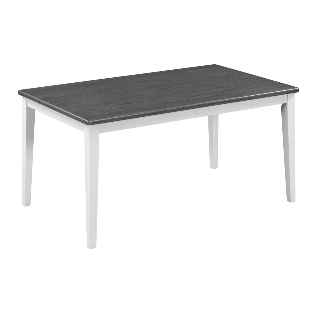 TREXM 6-Piece Dining Set with Table, 4 Chairs & Bench, White & Gray