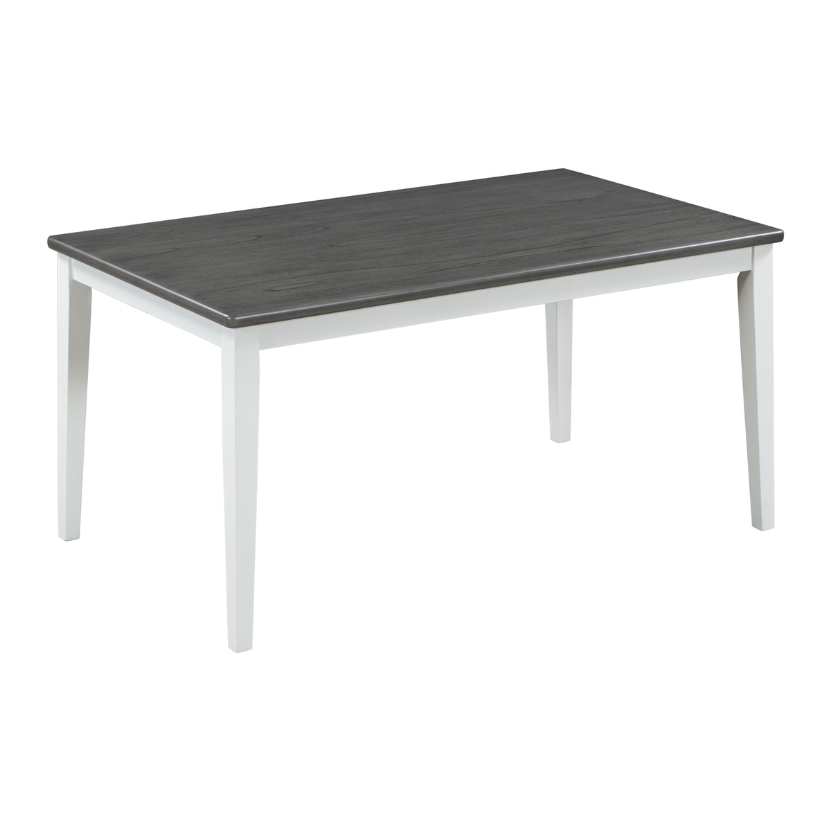TREXM 6-Piece Dining Set with Table, 4 Chairs & Bench, White & Gray