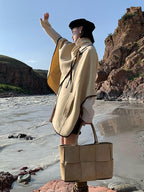 Women's Belted Polyester Coat with Raglan Sleeves
